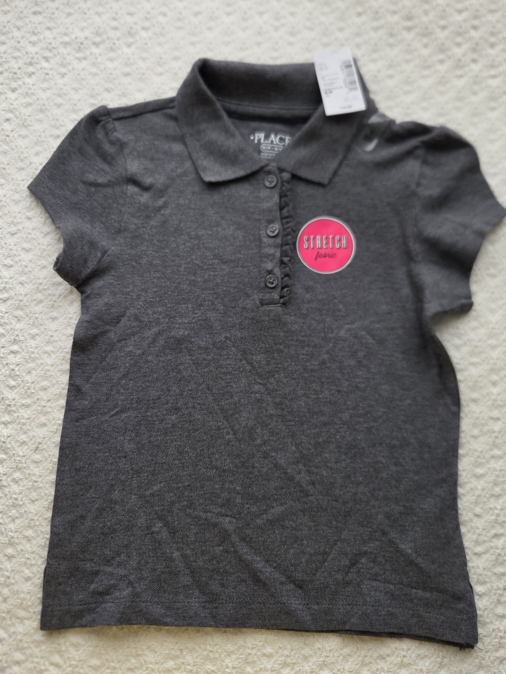 The Children's Place Dark Charcoal Gray Girls Polo Shirt S/P